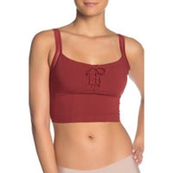 Free People She's Fancy Longline Bralette Redstone Cropped Women's Size Small - Picture 1 of 8